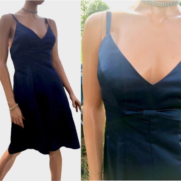 Gather & Gown David Tutura~Navy Blue Fit & Flare Short Formal Bridesmaid 2~NWT - Picture 3 of 9